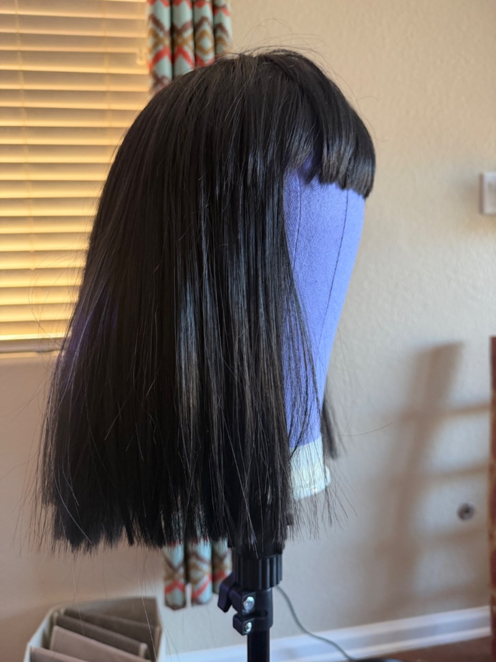 Dark Brown Wig Medium Short Bangs- Simple Sleek Outfit Cosplay Anime Character - Picture 2 of 4